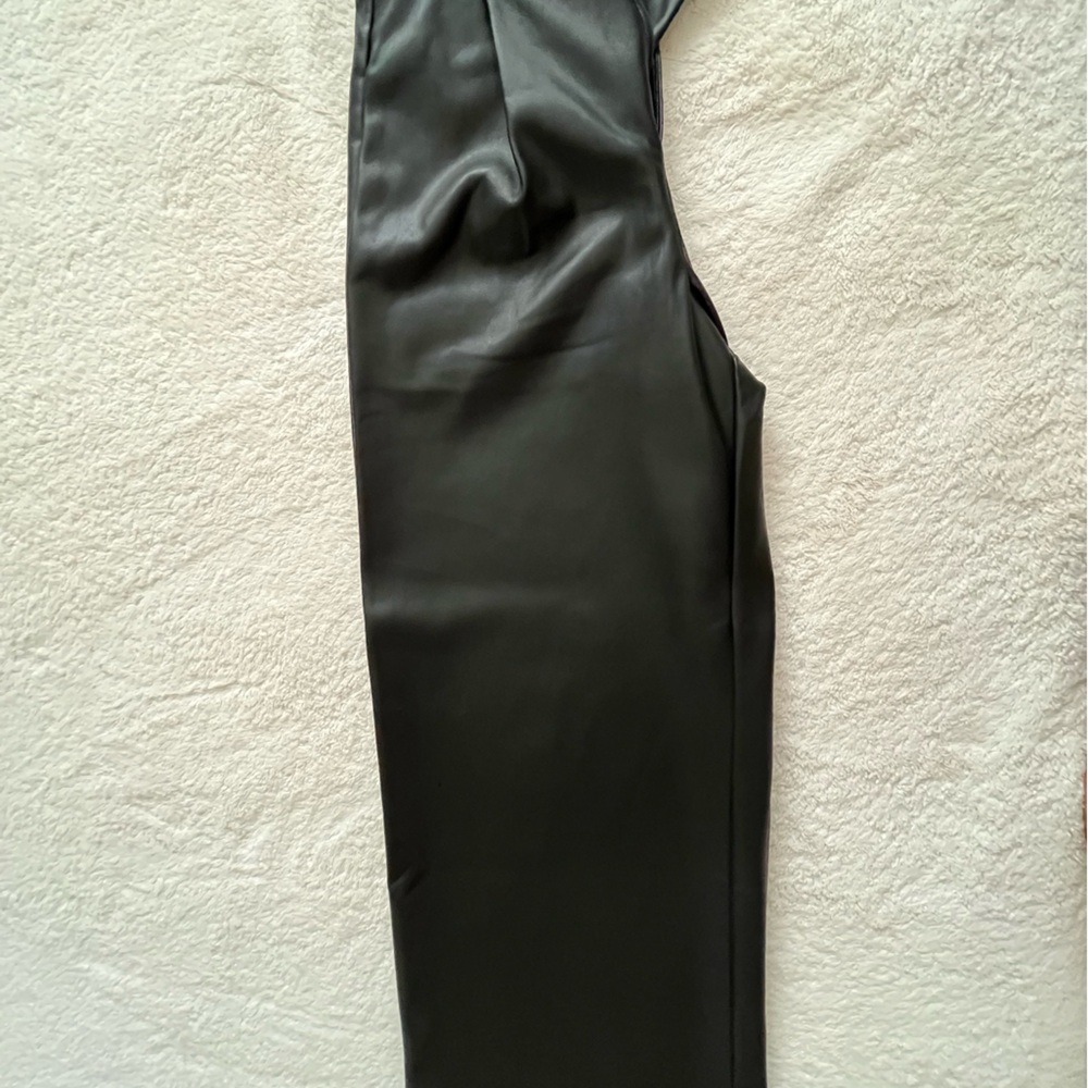 Black wide leg faux leather pants